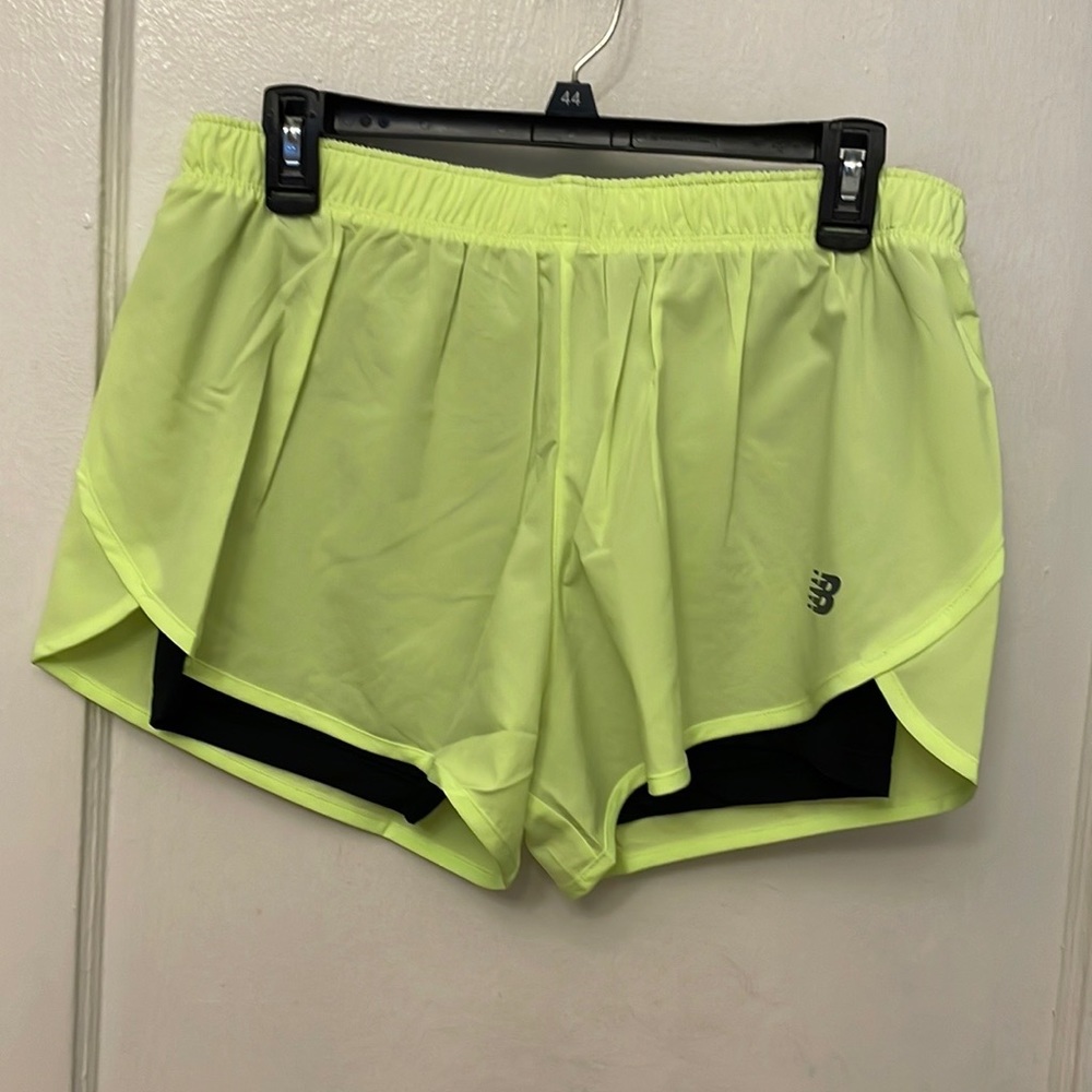 New Balance Women's 2 in 1 Running Shorts 3" Inseam Woven Neon.